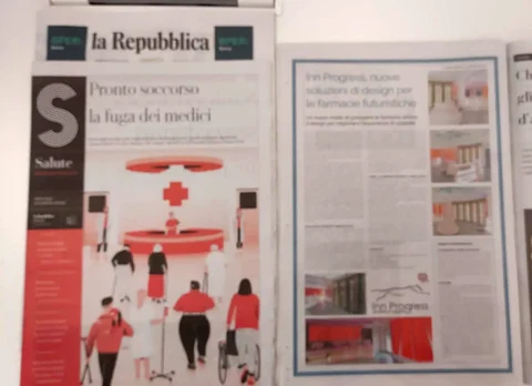 Inserto Repubblica Salute del 12 ottobre 2023 con l’articolo sulle farmacie futuristiche progettate da INN PROGRESS